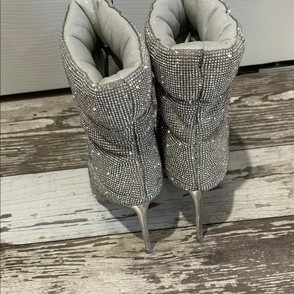 Steve Madden Silver Rhinestone Women's Ankle Boots - Picture 4 of 5